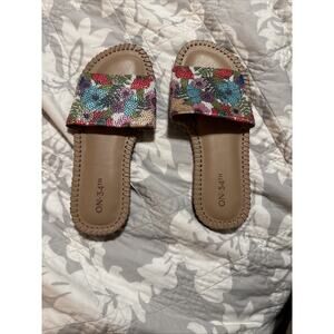 ON 34TH Mavise Beaded Floral Sandals, NWOT, Women's Size 6 M / 36.5